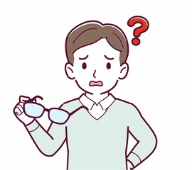 メガネを取った人