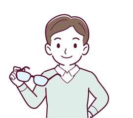 メガネを取った人