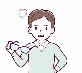 メガネを取った人