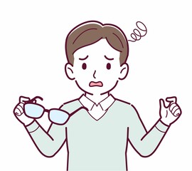 メガネを取った人