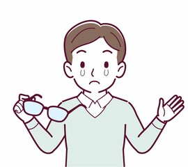 メガネを取った人