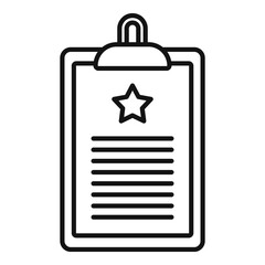 Fototapeta premium Certificate clipboard icon, outline style