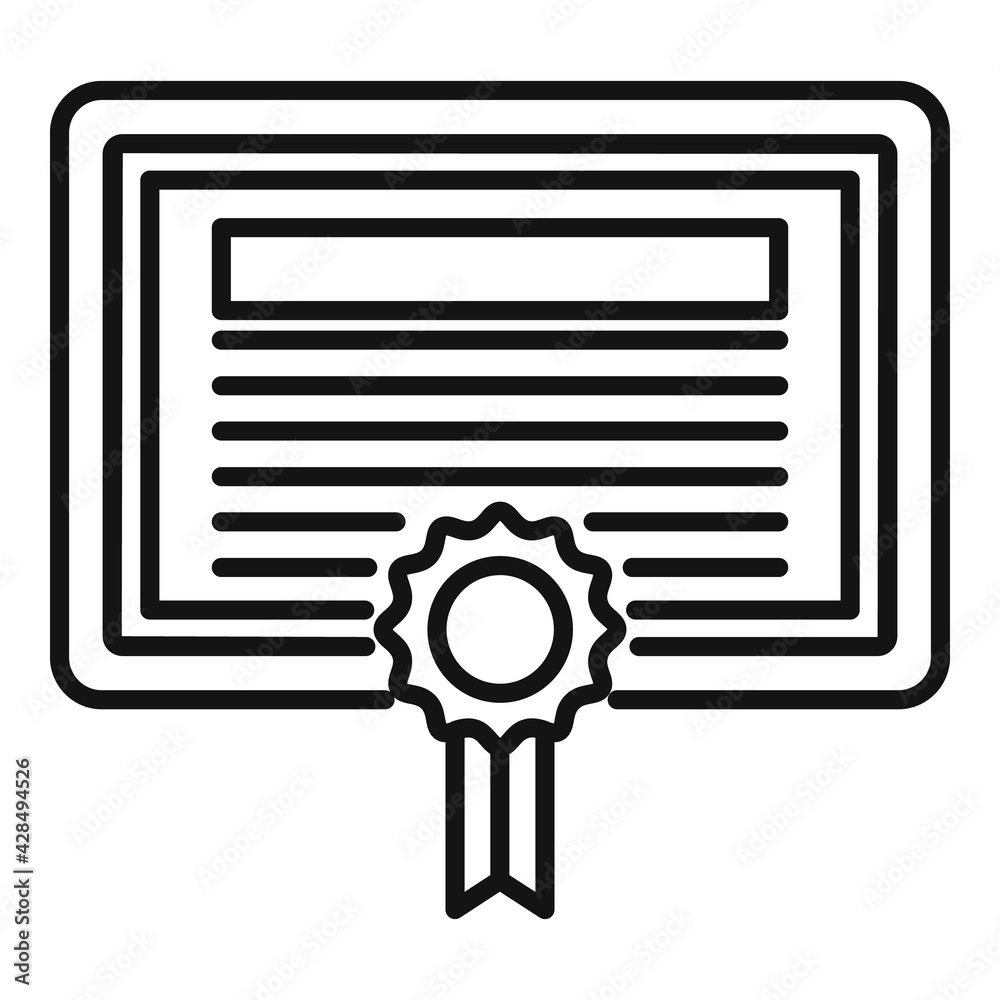 Sticker attestation certificate icon, outline style