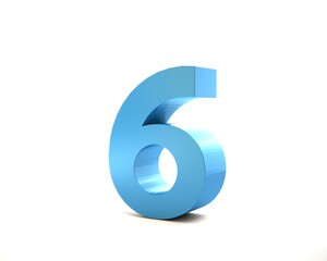 3d number six - 6 3D Render illustration