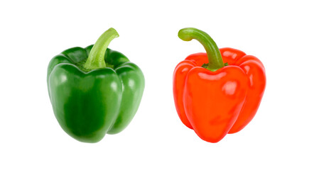 Bell peppers. Green and red sweet paprika peppers 
