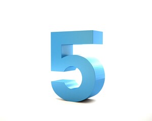 3d number five - 5 3D Render illustration