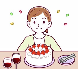 ケーキでお祝いする人