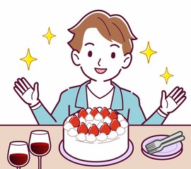ケーキでお祝いする人