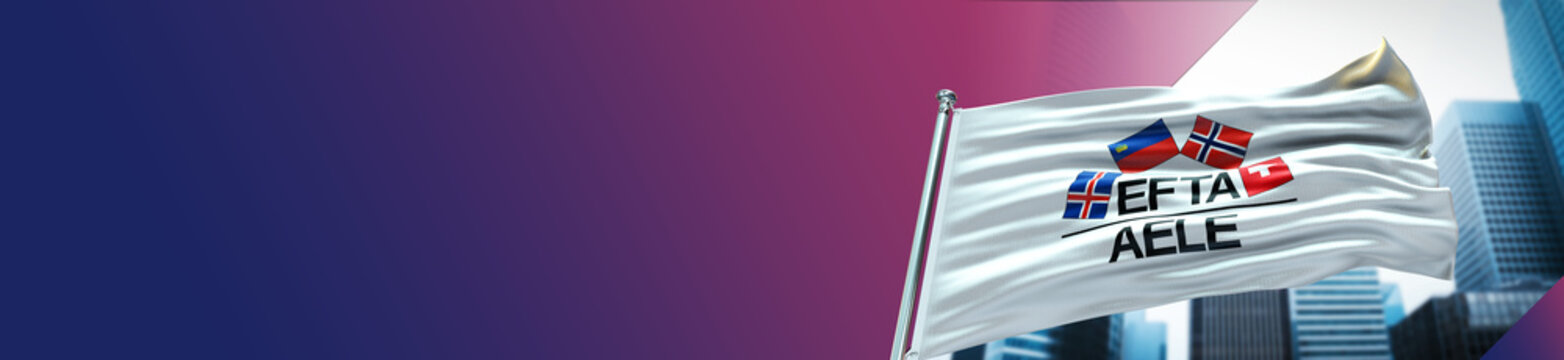EFTA Flag with City and large Gradient  Single Flag 