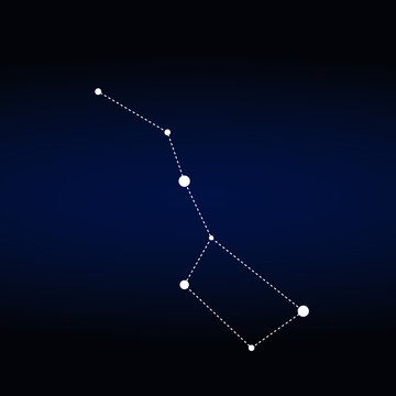 Big Dipper constellation represented with white dots on blue background editable vector