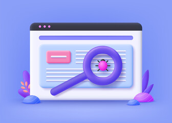 Beta testing concept,  new product testing, application perfomance verification. IT project managment. 3d vector illustration