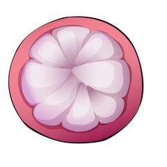 Half mangosteen icon, cartoon style