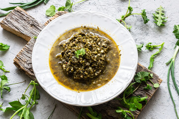 Green medicinal plants meal, traditional turkish healthy food pancar
