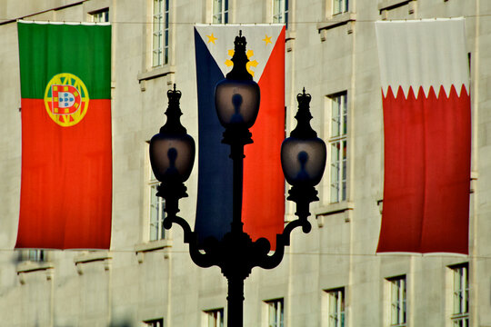 Gas Lamps And Flags, Regent Street London