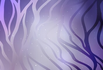 Light Purple vector background with curved lines.