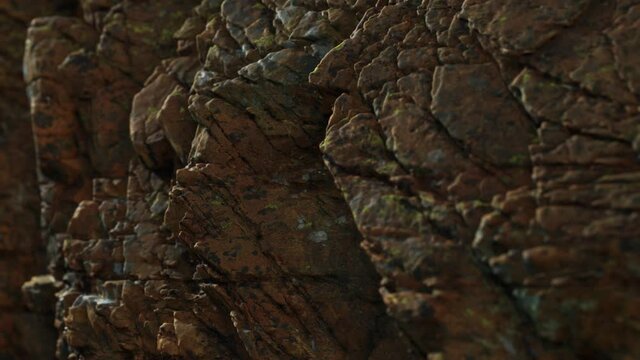 Solid rock with cracks close up