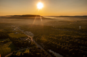 Foggy Sunrise Over Happy Valley with Mount Nittany in Background