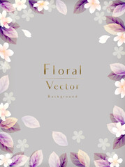 Elegant Spring Flowers Vector Background　花と葉のベクター背景　
