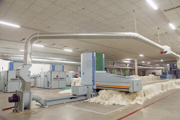 Spinning mill equipment in the workshop