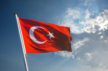 turkish flag against sky