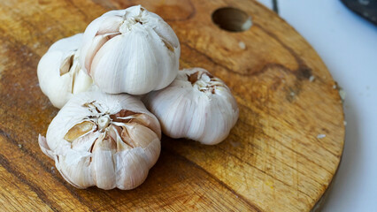 garlic on a wooden table