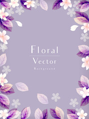 Elegant Spring Flowers Vector Background　上品な花のベクター背景　結婚式のベクトルテンプレート　花の招待状