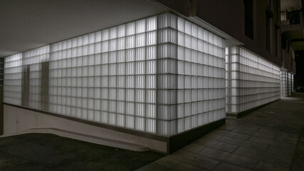 Walls made of white glass bricks