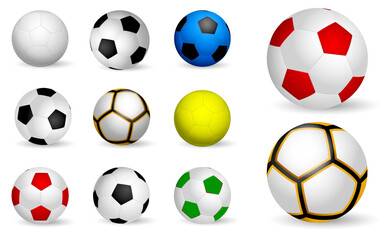 set of realistic kids soccer ball or soccer ball children realistic on white background or realistic foot ball concept. eps 10 vector