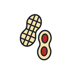 Peanut icon. Linear color icon of nuts, contour, shape, outline isolated on white. Thin line. Modern design. Healthy food and vitamins