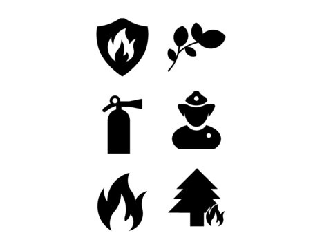 Icono proteccion contra incendios. Icono rama. Icono extintor. Icono bombero. Icono fuego. Icono incendio forestal