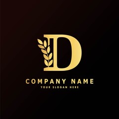 Alphabet capital logo creative design luxury concept with leaf ornament silhouette for