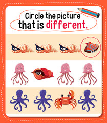 Circle the picture that is different activity for kids