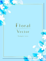 Elegant Spring Flowers Vector Background　花と葉のベクター背景　テンプレートデザイン