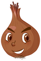 Onion cartoon character with facial expression