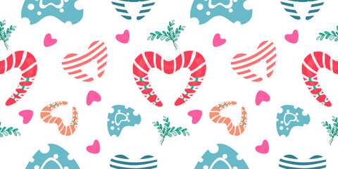 Seamless pattern consisting of cute multicolored heart shapes for wrapping paper, gifts, t-shirt patterns, fabric prints, gifts, mugs, cards, backgrounds, digital art, wallpaper and many more