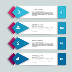 Vector infographics design template on the white background, diagram, annual report, web design. Business concept with 4 step, steps or processes.