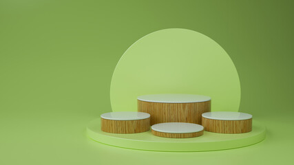 Product stage with 4 additional stages in green background