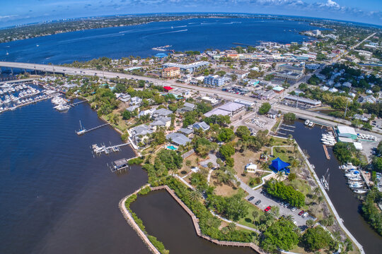 Aerial view of Stuart, small city in Southern Florida