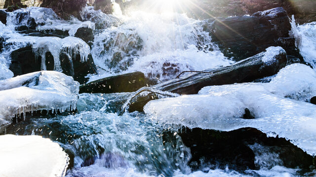 Selkefall in a forest under the sunlight in Harzgerode, Germany