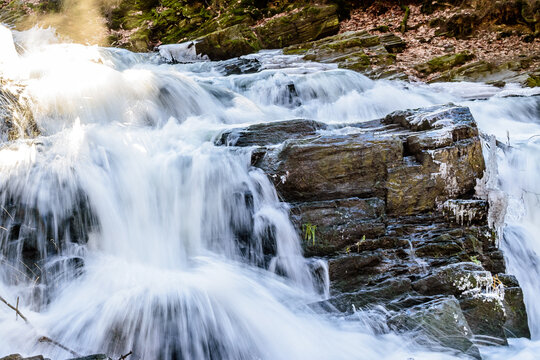 Selkefall in a forest under the sunlight in Harzgerode, Germany