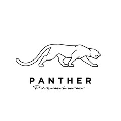 premium black panther vector line logo illustration design © Alpha Vector