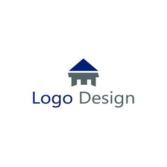 abstract logo shaped house in blue and gray color