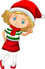 Cute girl wearing Christmas costumes cartoon character