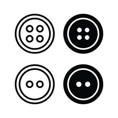 button icon, accessories element. Round button for clothes. dress craft Line and solid style for mobile, website. Sewing button with four holes. Vector illustration design on white background. EPS 10