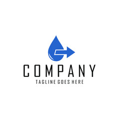 blue arrow and water drop logo image