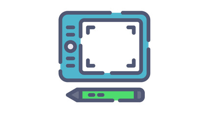 tablet drawing pen single isolated icon with flat dash or dashed style