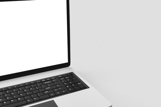 laptop blank screen isolated on white background. 3d render