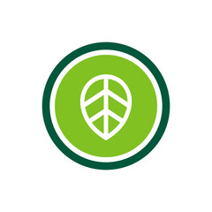 Green leaf logo template, ecology icon design, nature symbol vector