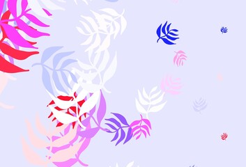 Light Purple vector abstract backdrop with leaves.