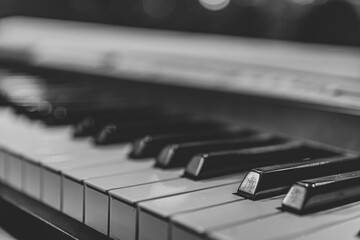 Close up of keys of an electronic piano.
